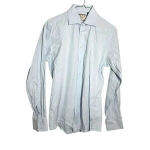 Thomas Pink Shirt Athletic Fit Stretch Poplin  Blue Cotton size 14.5